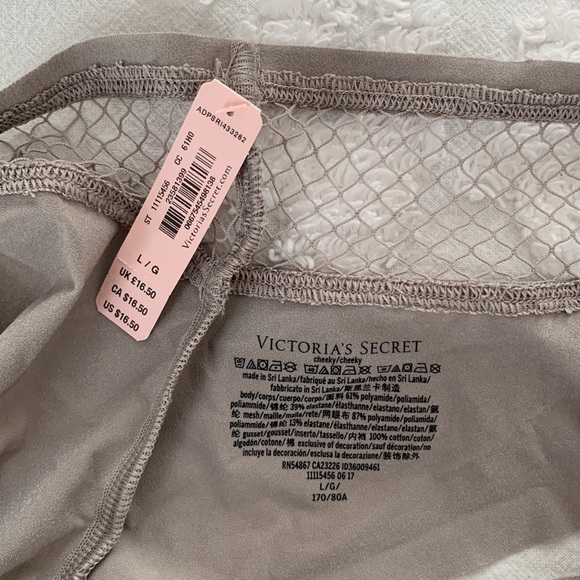 NWT Victoria’s Secret Cheeky Grey Mesh/Smooth Combo Polyamide/Elastane Large - Picture 3 of 4